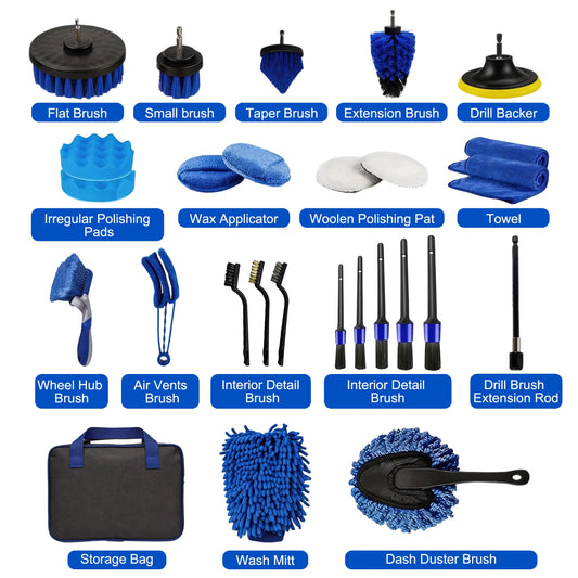 Interior Car Cleaning Kits, 27Pcs Car Detailing Kit, Car Detailing Brushes Set, Drill Brush Set, Car Wash Kit, Car Accessories, Car Cleaning Supplies for Interior, Exterior, Wheels