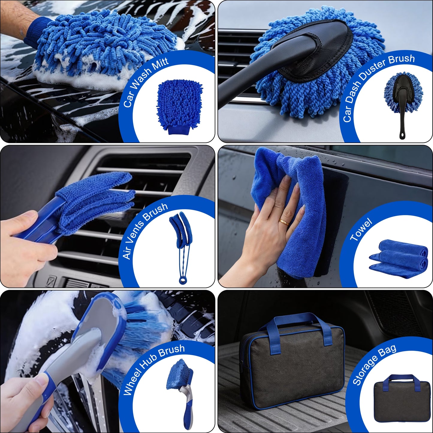Interior Car Cleaning Kits, 27Pcs Car Detailing Kit, Car Detailing Brushes Set, Drill Brush Set, Car Wash Kit, Car Accessories, Car Cleaning Supplies for Interior, Exterior, Wheels