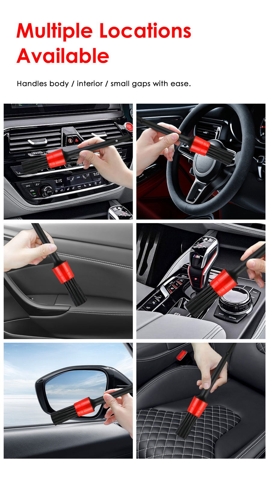 10Pc Car Detailing Brush Kit Auto Interior Detail Brush Wash for Wheel Clean Set
