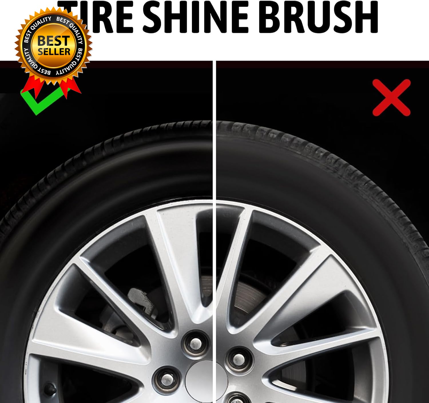 Car Tire Shine Applicator Vegan Tire Shine Brush with Stand for Auto Detailing