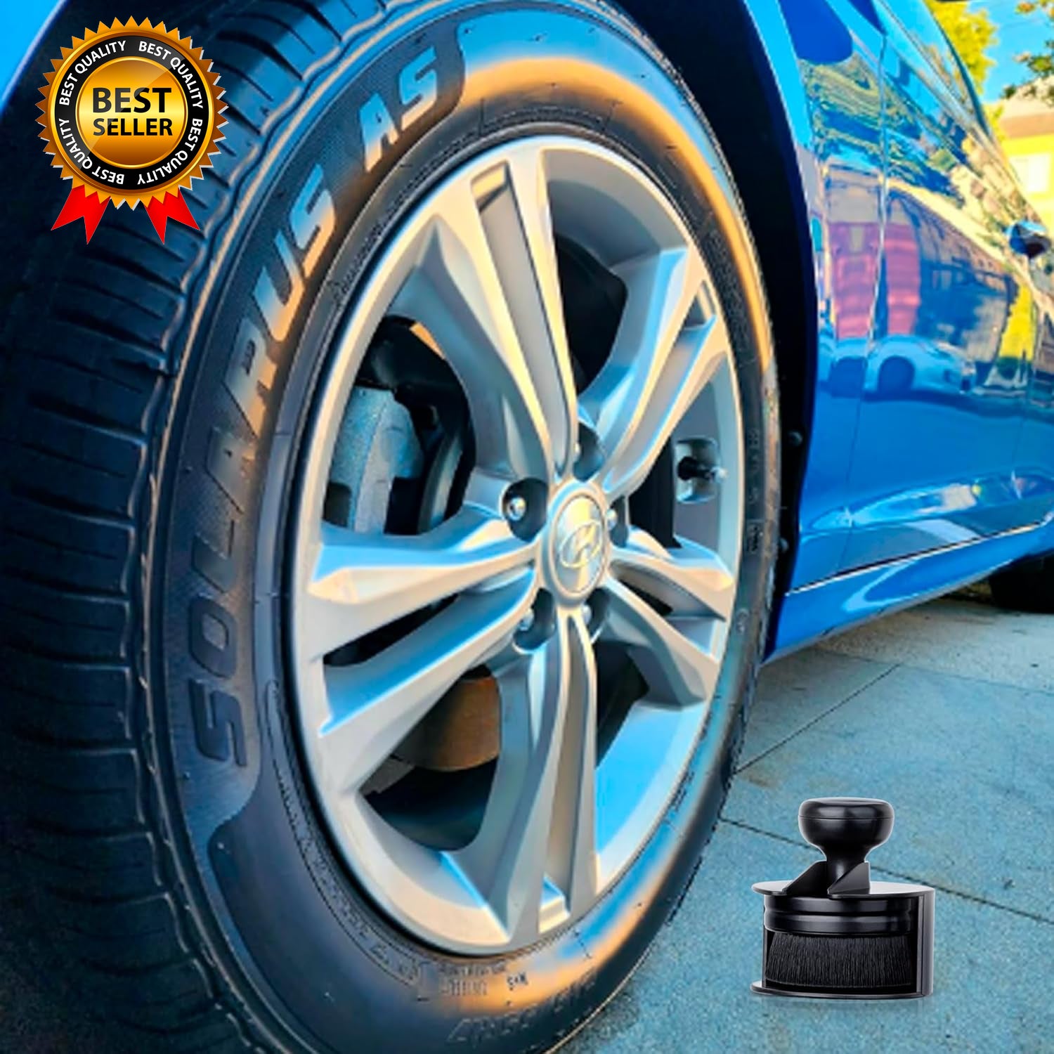 Car Tire Shine Applicator Vegan Tire Shine Brush with Stand for Auto Detailing