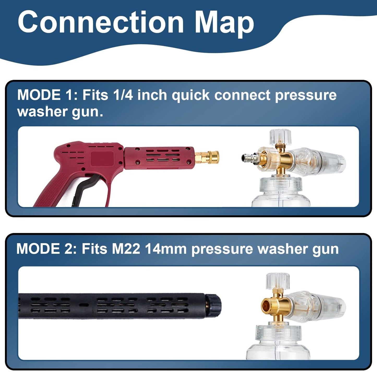 Foam Cannon for Pressure Washer, Snow Clear Foam Cannon for Car Wash, Stainle...