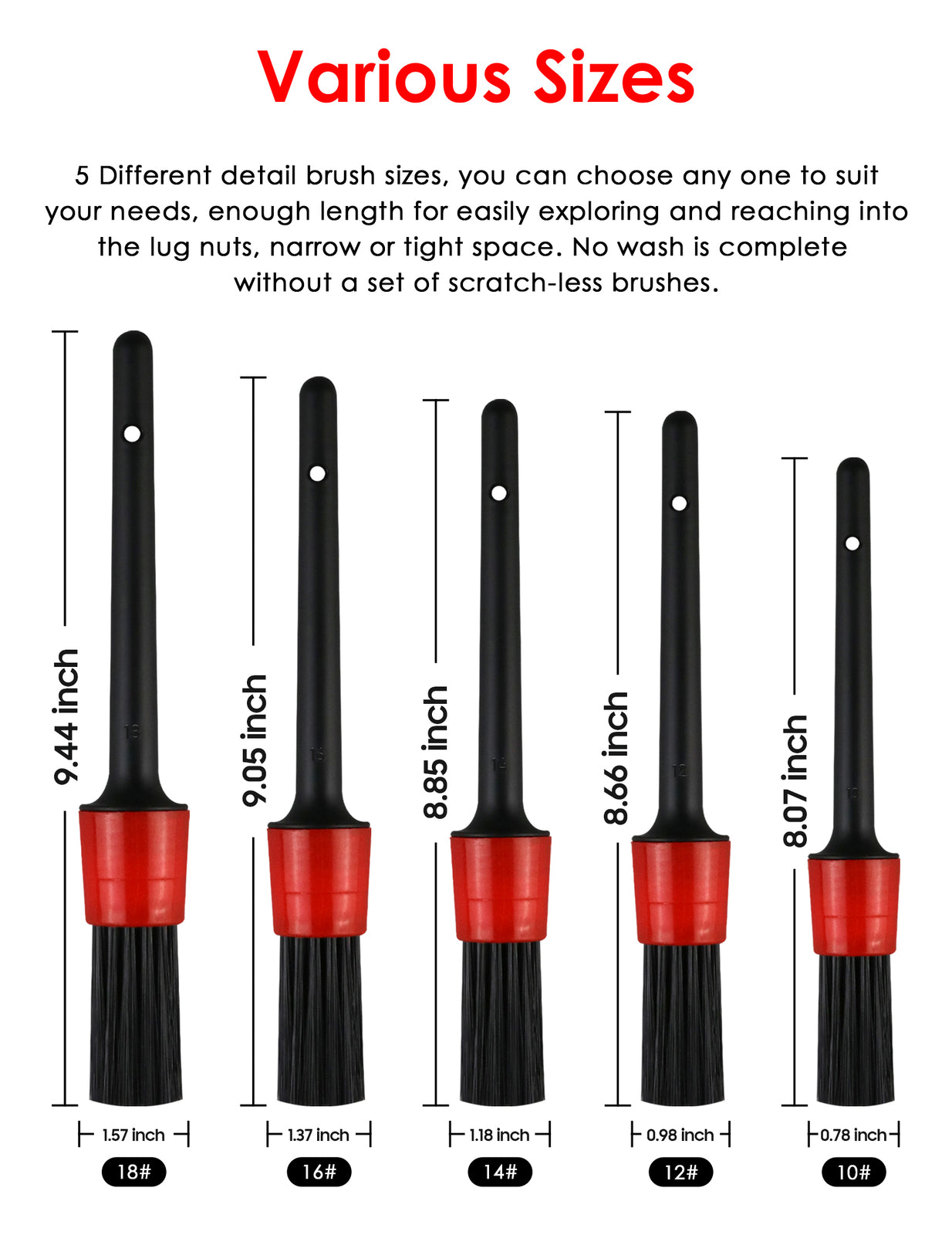 10Pc Car Detailing Brush Kit Auto Interior Detail Brush Wash for Wheel Clean Set