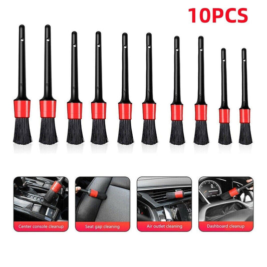 10Pc Car Detailing Brush Kit Auto Interior Detail Brush Wash for Wheel Clean Set