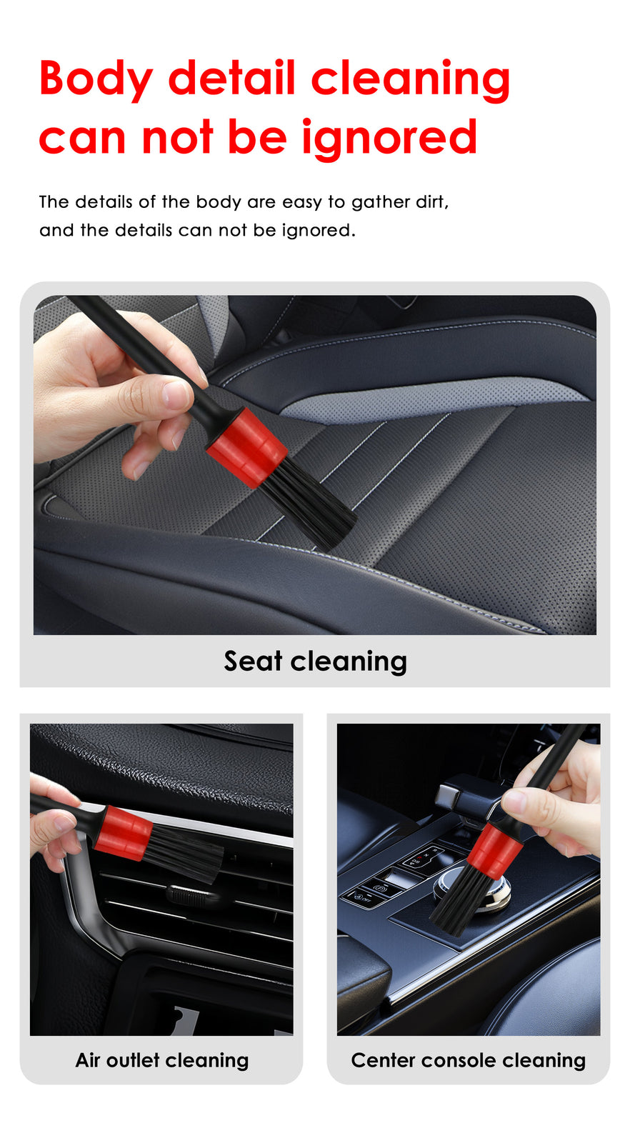 10Pc Car Detailing Brush Kit Auto Interior Detail Brush Wash for Wheel Clean Set