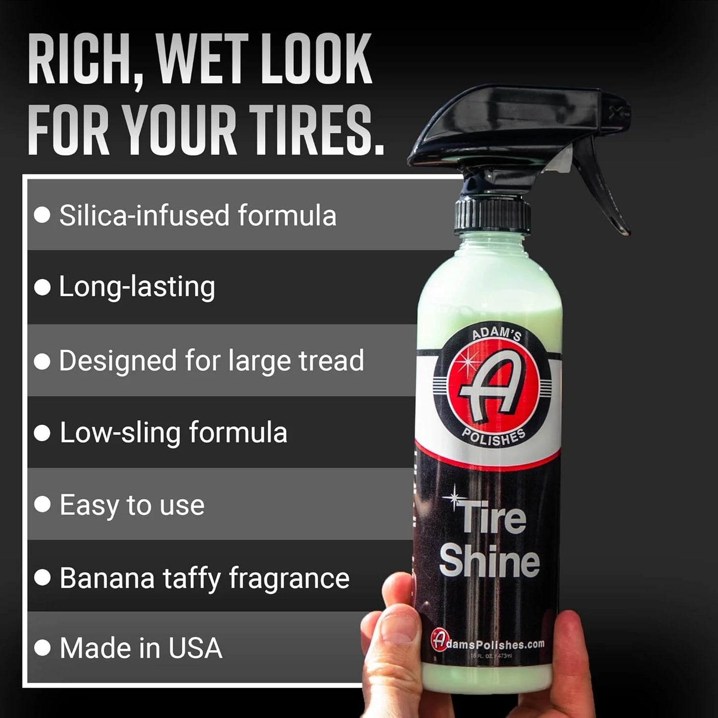 (2 Pack)  Tire Shine 16Oz - Spray Tire Dressing W/ Sio2 for Non Greasy Car Detailing |Use W/Tire Applicator after Tire Cleaner & Wheel Cleaner
