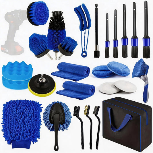 Interior Car Cleaning Kits, 27Pcs Car Detailing Kit, Car Detailing Brushes Set, Drill Brush Set, Car Wash Kit, Car Accessories, Car Cleaning Supplies for Interior, Exterior, Wheels