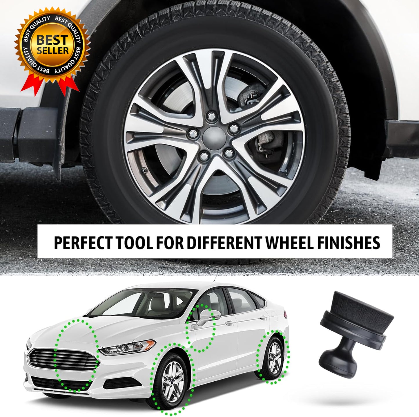 Car Tire Shine Applicator Vegan Tire Shine Brush with Stand for Auto Detailing