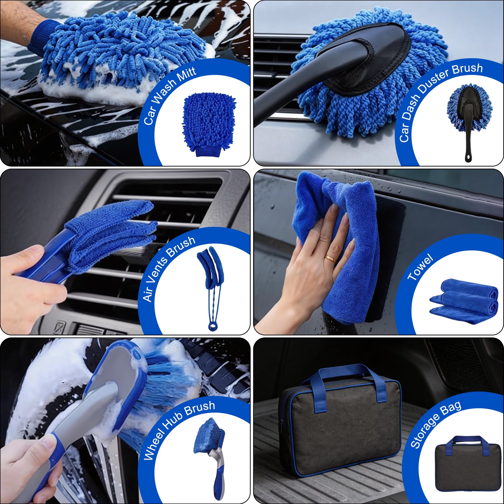 Interior Car Cleaning Kits, 27Pcs Car Detailing Kit, Car Detailing Brushes Set, Drill Brush Set, Car Wash Kit, Car Accessories, Car Cleaning Supplies for Interior, Exterior, Wheels